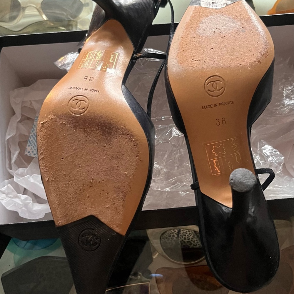 Chanel Navy Blue Women's Slingback Shoes - Picture 3 of 6